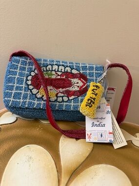 Handcrafted in India Beaded Lobster Shoulder Bag Purse with Stick of Butter